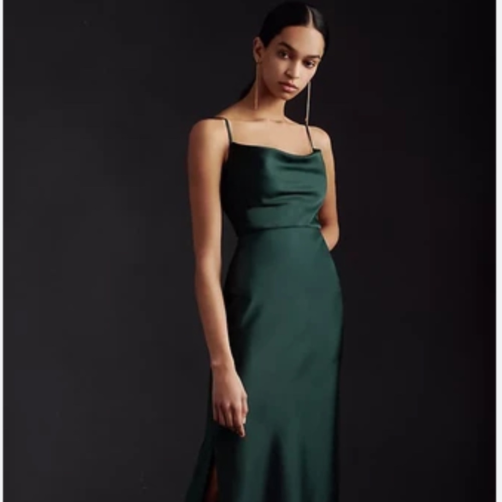 BHLDN Emerald Satin Gown